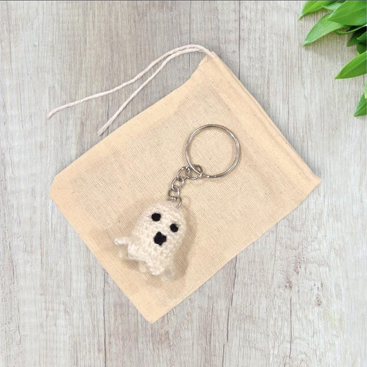 Crochet Mini Ghost Keychain