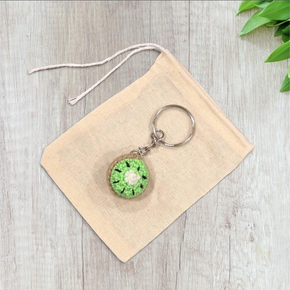 Crochet Mini Kiwi Keychain