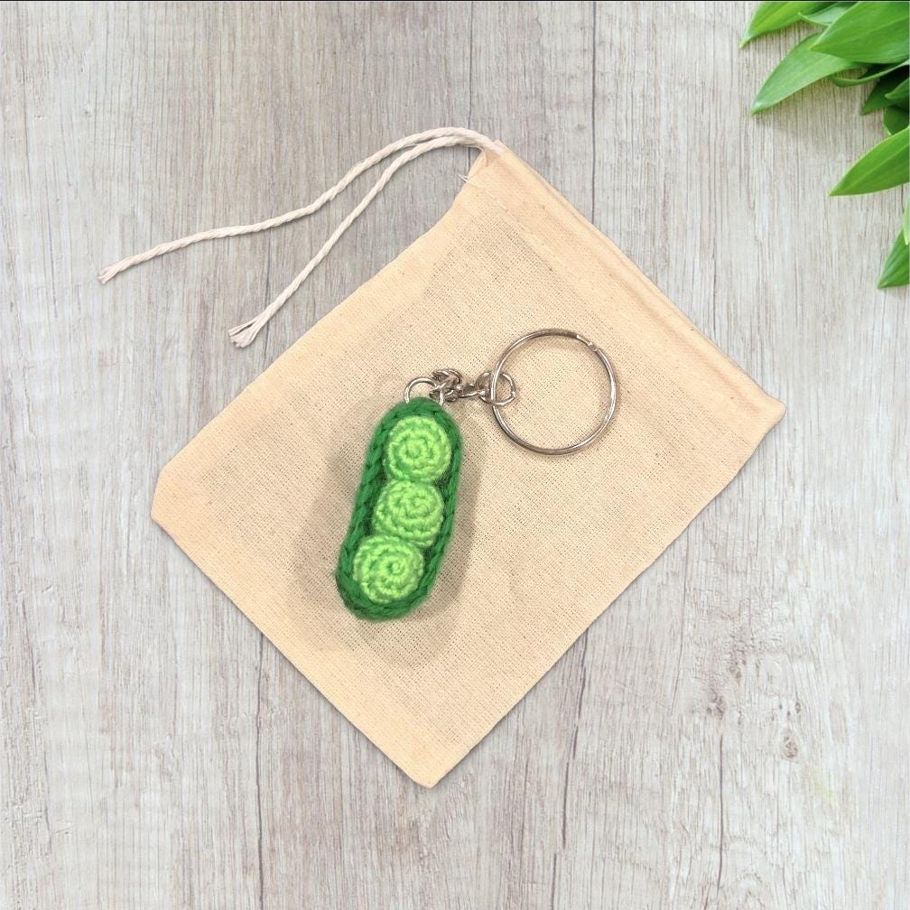 Crochet Mini Peas Keychain