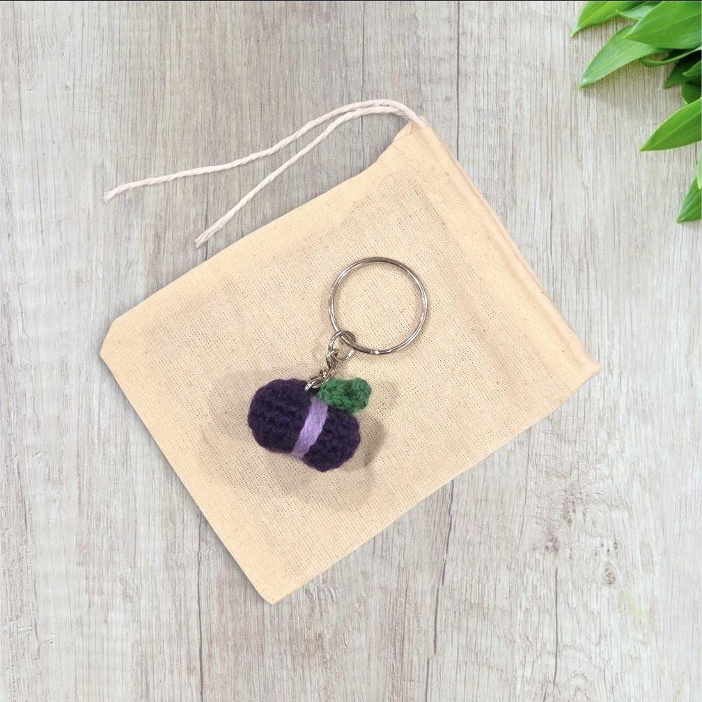 Crochet Mini Plum Keychain
