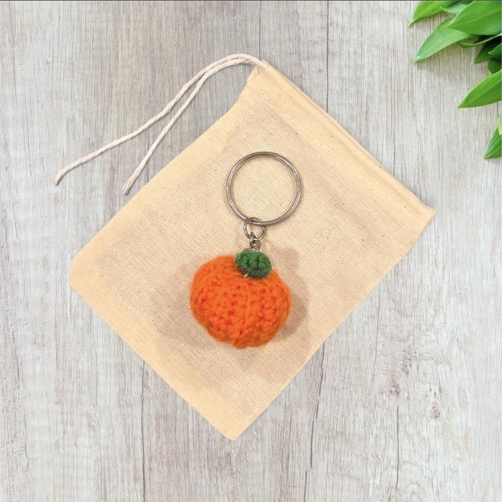 Crochet Mini Pumpkin Keychain