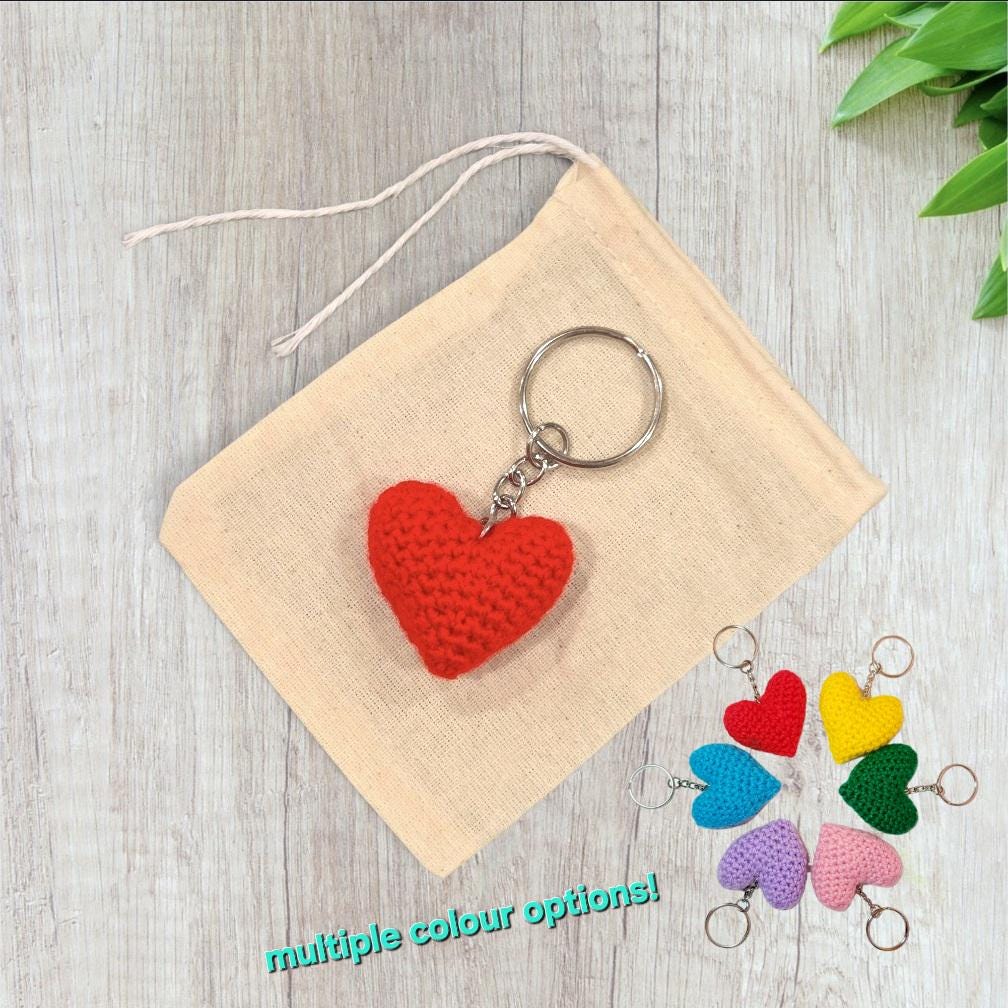 Crochet Mini Heart Keychain (multiple colour options)